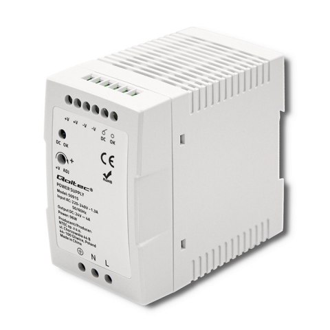 Qoltec Zasilacz na szynę DIN | 96W | 24V | 4A | Biały| Slim Qoltec Zasilacz na szynę DIN | 96W | 24V | 4A | Biały| Slim