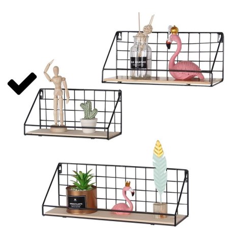 Półka ścienna z drążkiem, styl LOFT 29,5 cm- czarna
