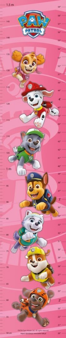 Miarka wzrostu Psi Patrol - różowa