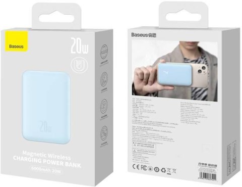 Baseus Magnetic Mini | Power Bank 6000mAh 20W z ładowaniem bezprzewodowym MagSafe BLUE Baseus Magnetic Mini | Power Bank 6000mAh 20W z ładowaniem bezprzewodowym MagSafe BLUE