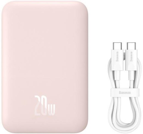 Baseus Magnetic Mini | Power Bank 6000mAh 20W z ładowaniem bezprzewodowym MagSafe PINK Baseus Magnetic Mini | Power Bank 6000mAh 20W z ładowaniem bezprzewodowym MagSafe PINK