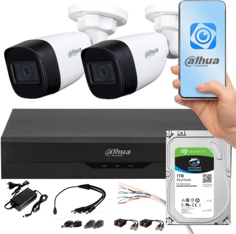 Zestaw monitoringu Dahua XVR 1TB 2 kamery tubowe 5MPx 2.8mm Zestaw monitoringu Dahua XVR 1TB 2 kamery tubowe 5MPx 2.8mm