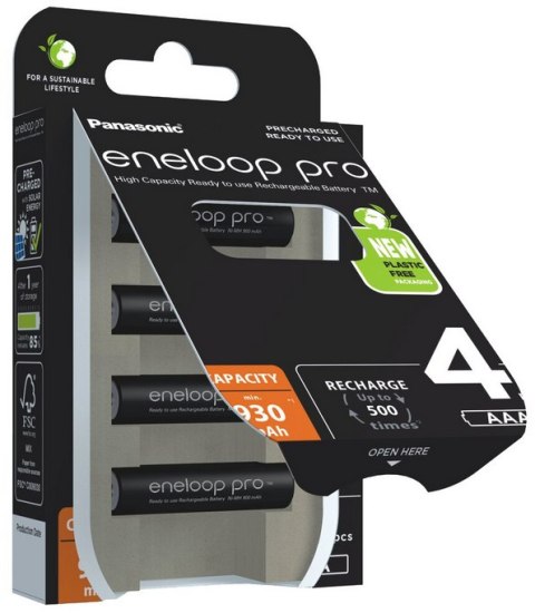 Akumulatorki Panasonic Eneloop PRO R03/AAA 930mAh Ni-MH BK-4HCDE/4BE - 4 sztuki (blister) Akumulatorki Panasonic Eneloop PRO R03/AAA 930mAh Ni-MH BK-4HCDE/4BE - 4 sztuki (blister)