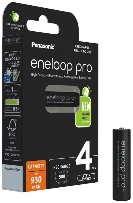 Akumulatorki Panasonic Eneloop PRO R03/AAA 930mAh Ni-MH BK-4HCDE/4BE - 4 sztuki (blister) Akumulatorki Panasonic Eneloop PRO R03/AAA 930mAh Ni-MH BK-4HCDE/4BE - 4 sztuki (blister)