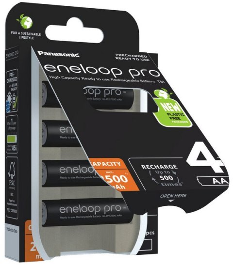 Akumulatorki Panasonic Eneloop PRO R6/AA 2500mAh Ni-MH BK-3HCDE/4BE - 4 sztuki (blister) Akumulatorki Panasonic Eneloop PRO R6/AA 2500mAh Ni-MH BK-3HCDE/4BE - 4 sztuki (blister)