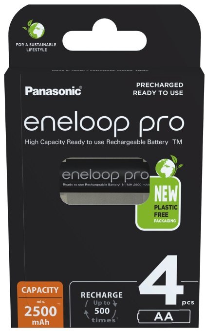 Akumulatorki Panasonic Eneloop PRO R6/AA 2500mAh Ni-MH BK-3HCDE/4BE - 4 sztuki (blister) Akumulatorki Panasonic Eneloop PRO R6/AA 2500mAh Ni-MH BK-3HCDE/4BE - 4 sztuki (blister)