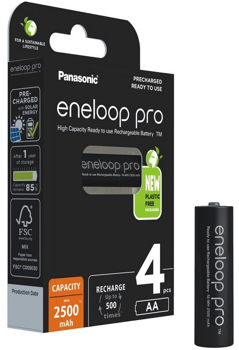 Akumulatorki Panasonic Eneloop PRO R6/AA 2500mAh Ni-MH BK-3HCDE/4BE - 4 sztuki (blister) Akumulatorki Panasonic Eneloop PRO R6/AA 2500mAh Ni-MH BK-3HCDE/4BE - 4 sztuki (blister)