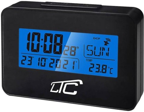 Budzik z termometrem LTC, sterowany radiowo, czarny LXSTP05C Budzik z termometrem LTC, sterowany radiowo, czarny LXSTP05C