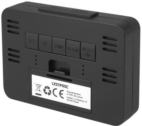Budzik z termometrem LTC, sterowany radiowo, czarny LXSTP05C Budzik z termometrem LTC, sterowany radiowo, czarny LXSTP05C