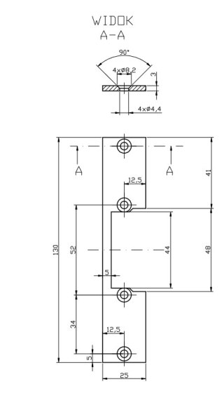 Płaskownik HARTTE OK-P2 krótki, S, 3mm, STC, otwarty