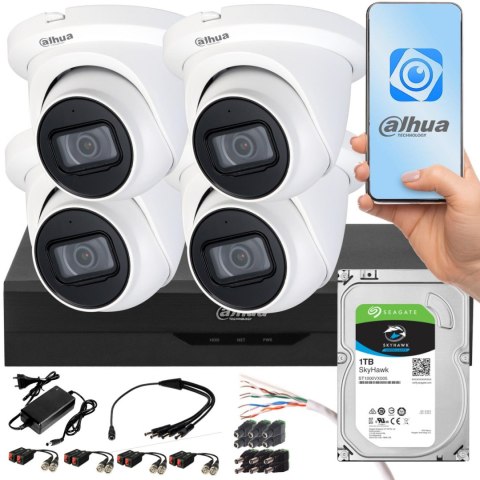 Zestaw monitoringu Dahua XVR 1TB 4 kamery kopułowe 5MPx IR 60m Zestaw monitoringu Dahua XVR 1TB 4 kamery kopułowe 5MPx IR 60m
