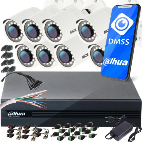 Zestaw monitoringu XVR 8x Kamera tubowa BCS FullHD Zestaw monitoringu XVR 8x Kamera tubowa BCS FullHD