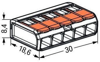 Szybkozłączka uniwersalna LINKA/DRUT 5x 0,2-4mm2 WAGO 221-415 25szt. Szybkozłączka uniwersalna LINKA/DRUT 5x 0,2-4mm2 WAGO 221-415 25szt.