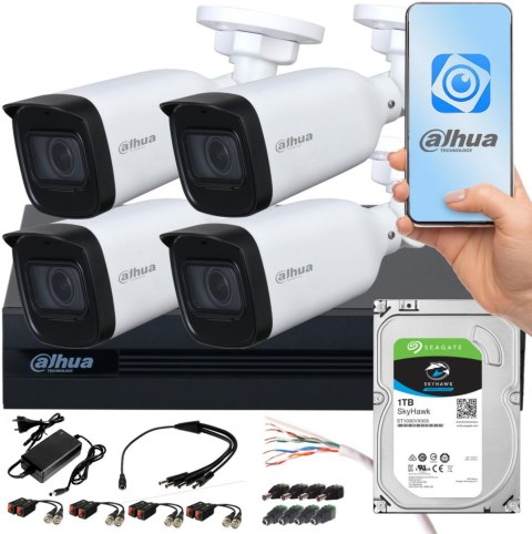 Zestaw monitoringu Dahua XVR 1TB 4x Kamera tubowa FullHD zoom Zestaw monitoringu Dahua XVR 1TB 4x Kamera tubowa FullHD zoom