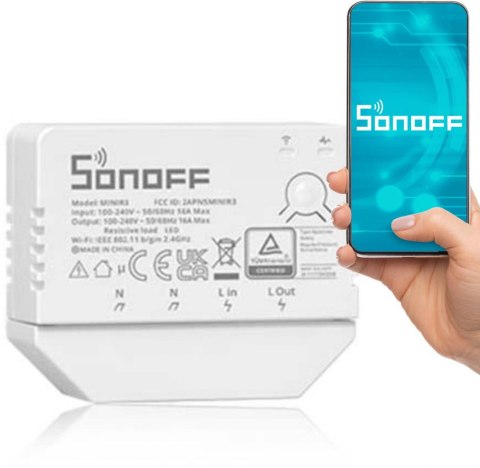 SONOFF Inteligentny przełącznik Wi-Fi 1-kanałowy MINIR-3 SONOFF Inteligentny przełącznik Wi-Fi 1-kanałowy MINIR-3