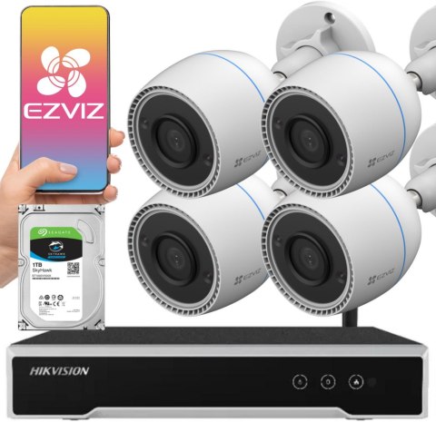 Zestaw monitoringu bezprzewodowego 4 kamery tubowe FullHD WiFi EZVIZ Zestaw monitoringu bezprzewodowego 4 kamery tubowe FullHD WiFi EZVIZ