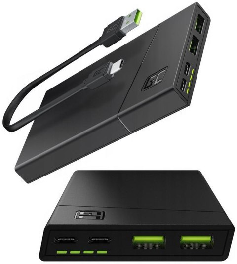 Power Bank Green Cell GC PowerPlay10S 10000mAh z szybkim ładowaniem 2x USB Ultra Charge oraz 2x USB-C Power Delivery 18W GREEN C Power Bank Green Cell GC PowerPlay10S 10000mAh z szybkim ładowaniem 2x USB Ultra Charge oraz 2x USB-C Power Delivery 18W GREEN C