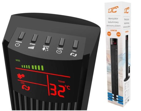 Wentylator kolumnowy 92 cm, 50 W, LCD, sterowany pilotem LXWT26 Wentylator kolumnowy 92 cm, 50 W, LCD, sterowany pilotem LXWT26
