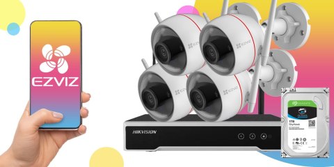 Zestaw monitoringu bezprzewodowego 4 kamery tubowe 4MPx WiFi EZVIZ Zestaw monitoringu bezprzewodowego 4 kamery tubowe 4MPx WiFi EZVIZ