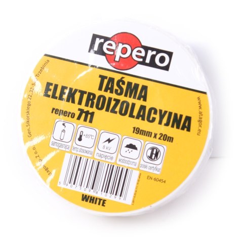 TAŚMA IZOLACYJNA REPERO 711E BIAŁA 19MMX20M TAŚMA IZOLACYJNA REPERO 711E BIAŁA 19MMX20M