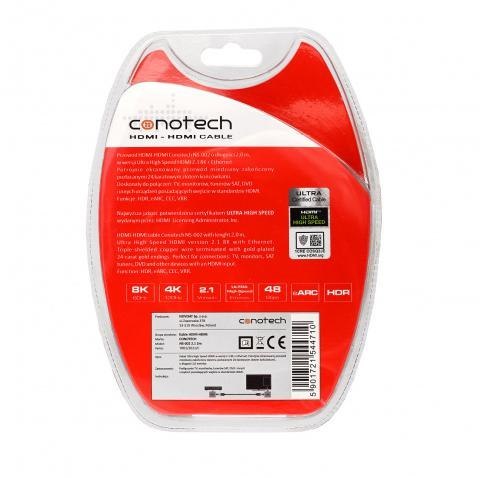 KABEL HDMI Conotech NS-002 2.1 ULTRA HIGH SPEED 8K+ Ethernet - 2 metry KABEL HDMI Conotech NS-002 2.1 ULTRA HIGH SPEED 8K+ Ethernet - 2 metry
