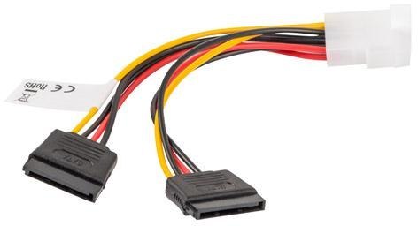 KABEL ZASILAJĄCY WEWNĘTRZNY MOLEX(M) -> 2X SATA(F) 15CM KABEL ZASILAJĄCY WEWNĘTRZNY MOLEX(M) -> 2X SATA(F) 15CM