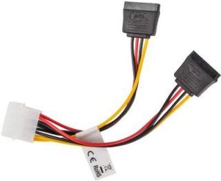 KABEL ZASILAJĄCY WEWNĘTRZNY MOLEX(M) -> 2X SATA(F) 15CM
