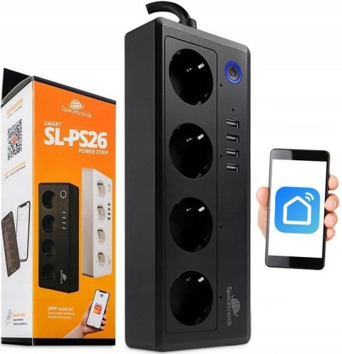 Listwa zasilająca Wi-fi z USB Spacetronik Smart Life SL-PS26 - CZARNA Listwa zasilająca Wi-fi z USB Spacetronik Smart Life SL-PS26 - CZARNA