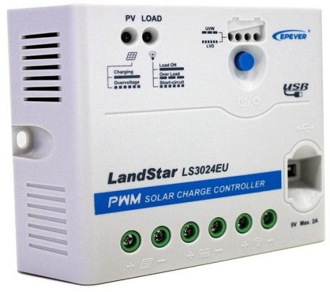 Regulator ładowania PWM, EPEVER LS3024EU 30A 12/24V + gniazdo USB Regulator ładowania PWM, EPEVER LS3024EU 30A 12/24V + gniazdo USB