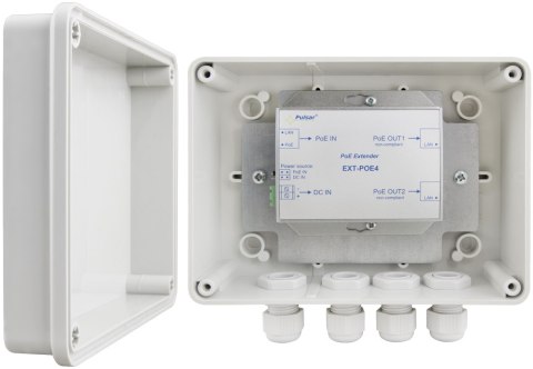 EXTENDER POE (ZEW. 48V) PULSAR EXT-POE4H W OBUDOWIE HERMETYCZNEJ DO 2 KAMER IP EXTENDER POE (ZEW. 48V) PULSAR EXT-POE4H W OBUDOWIE HERMETYCZNEJ DO 2 KAMER IP