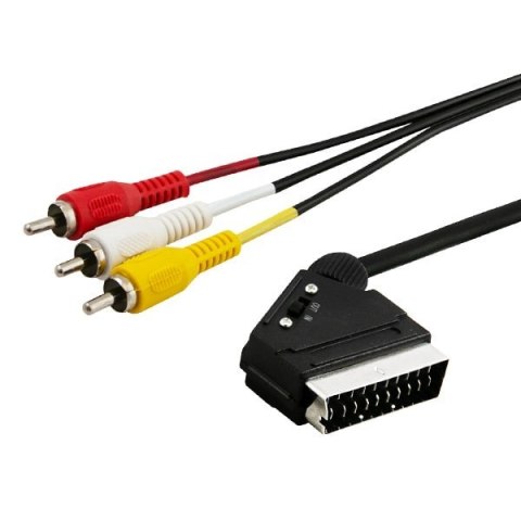 Kabel męski SAVIO CL-133 (SCART M - RCA x 3 M; 2m; kolor czarny) Kabel męski SAVIO CL-133 (SCART M - RCA x 3 M; 2m; kolor czarny)
