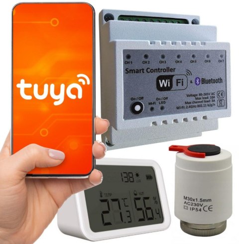 Zestaw do ogrzewania podłogowego WiFi Tuya 4 obiegi z możliwością rozbudowy do 7 Zestaw do ogrzewania podłogowego WiFi Tuya 4 obiegi z możliwością rozbudowy do 7