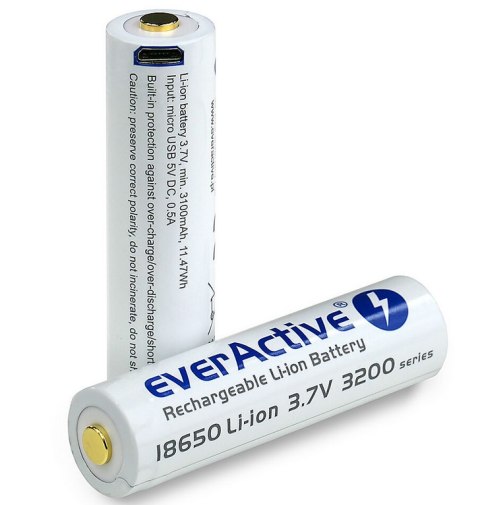 Akumulatorek 18650 everActive Li-ion 3200 mAh z gniazdem micro USB Akumulatorek 18650 everActive Li-ion 3200 mAh z gniazdem micro USB