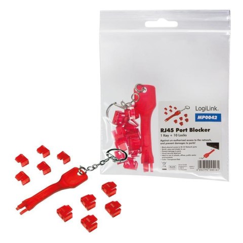 Blokada portu RJ45 LogiLink MP0042 10 blokad + klucz Blokada portu RJ45 LogiLink MP0042 10 blokad + klucz