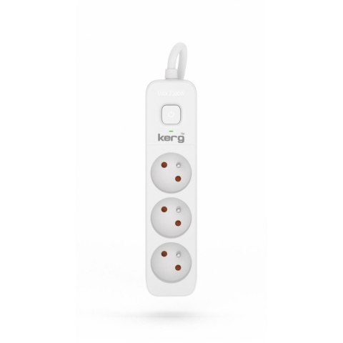 Przedłużacz KERG z wyłącznikiem M02381 3-gniazdowy 5m 3×1,5mm2 H05VV-F 16A/250V biały Przedłużacz KERG z wyłącznikiem M02381 3-gniazdowy 5m 3×1,5mm2 H05VV-F 16A/250V biały