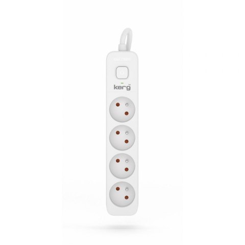 Przedłużacz KERG z wyłącznikiem M02396 4-gniazdowy 3m 3×1,5mm2 H05VV-F 16A/250V biały Przedłużacz KERG z wyłącznikiem M02396 4-gniazdowy 3m 3×1,5mm2 H05VV-F 16A/250V biały