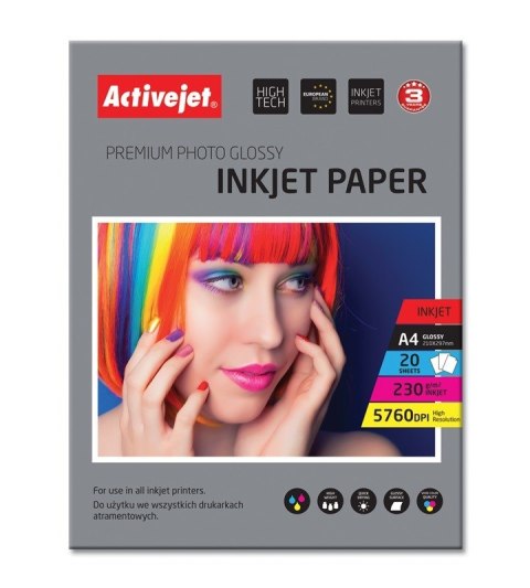 Papier błyszczący Activejet AP4-230G20 (A4; 20 szt.) Papier błyszczący Activejet AP4-230G20 (A4; 20 szt.)