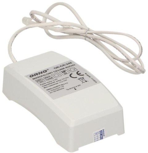 Mikrofalowy czujnik ruchu ORNO OR-CR-246 z zewnętrznym sensorem 360°, IP20 Mikrofalowy czujnik ruchu ORNO OR-CR-246 z zewnętrznym sensorem 360°, IP20