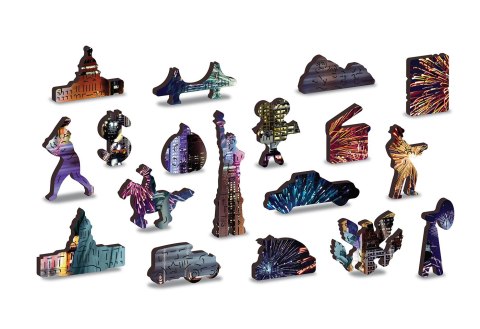 Drewniane Puzzle z figurkami - Nowy Jork nocą rozm. XL, 1000 elementów