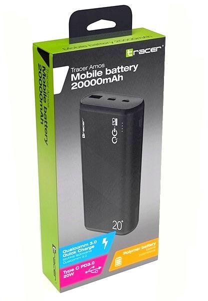 Power bank TRACER AMOS 20000mAh QC3.0-PD20W BK czarny TRABAT47094 Power bank TRACER AMOS 20000mAh QC3.0-PD20W BK czarny TRABAT47094