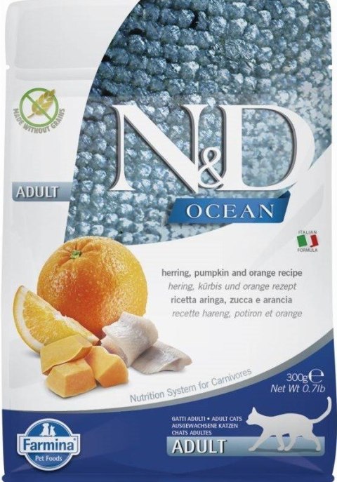 FARMINA N&D CAT OCEAN HERRING,PUMPKIN&ORANGE ADULT 300G FARMINA N&D CAT OCEAN HERRING,PUMPKIN&ORANGE ADULT 300G