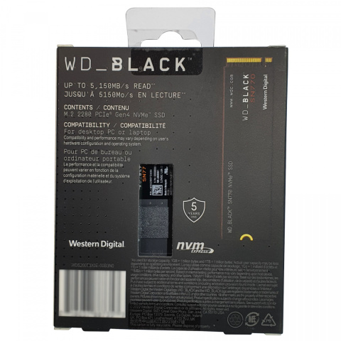Dysk SSD WD Black SN770 2TB M.2 2280 PCIe NVMe (5150/4850 MB/s) WDS200T3X0E + ACRONIS TRUE IMAGE Dysk SSD WD Black SN770 2TB M.2 2280 PCIe NVMe (5150/4850 MB/s) WDS200T3X0E + ACRONIS TRUE IMAGE