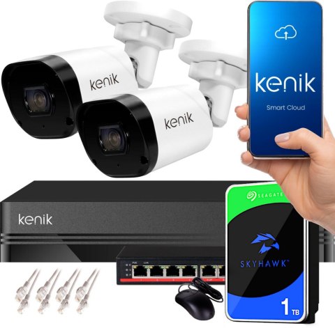 Zestaw monitoringu IP KENIK NVR-4CH 1TB 2 kamery tubowe 4MPx Zestaw monitoringu IP KENIK NVR-4CH 1TB 2 kamery tubowe 4MPx