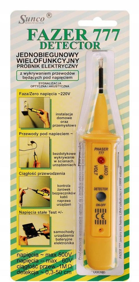 Próbnik tester napięcia SUNCO FAZER DETECTOR 777 Próbnik tester napięcia SUNCO FAZER DETECTOR 777