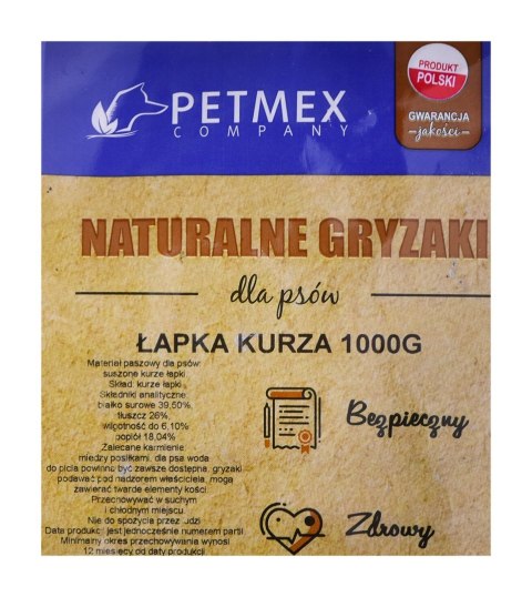 PETMEX Gryzak dla psów Łapa kurza 1kg PETMEX Gryzak dla psów Łapa kurza 1kg