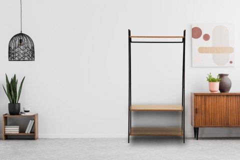 Wieszak stojak na ubrania z półkami na buty loft Wieszak stojak na ubrania z półkami na buty loft