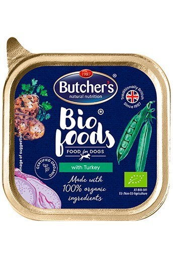Butcher'S BIO Foods - Karma dla psa z indykiem - tacka 150g Butcher'S BIO Foods - Karma dla psa z indykiem - tacka 150g