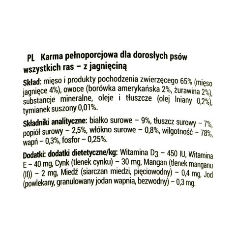 DOLINA NOTECI Rafi z jagnięciną, żurawiną i borówką - mokra karma dla psa - 400g DOLINA NOTECI Rafi z jagnięciną, żurawiną i borówką - mokra karma dla psa - 400g