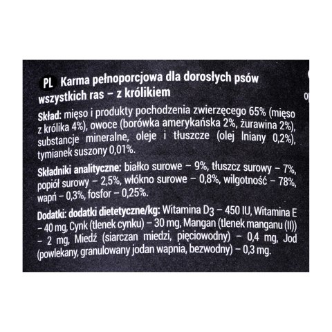 DOLINA NOTECI Rafi z królikiem, żurawiną i borówką - mokra karma dla psa - 400g DOLINA NOTECI Rafi z królikiem, żurawiną i borówką - mokra karma dla psa - 400g