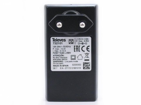 Zasilacz do multiswitchy Televes Nevoswitch 12V 0.8A (wtyk DC), ref. 732101